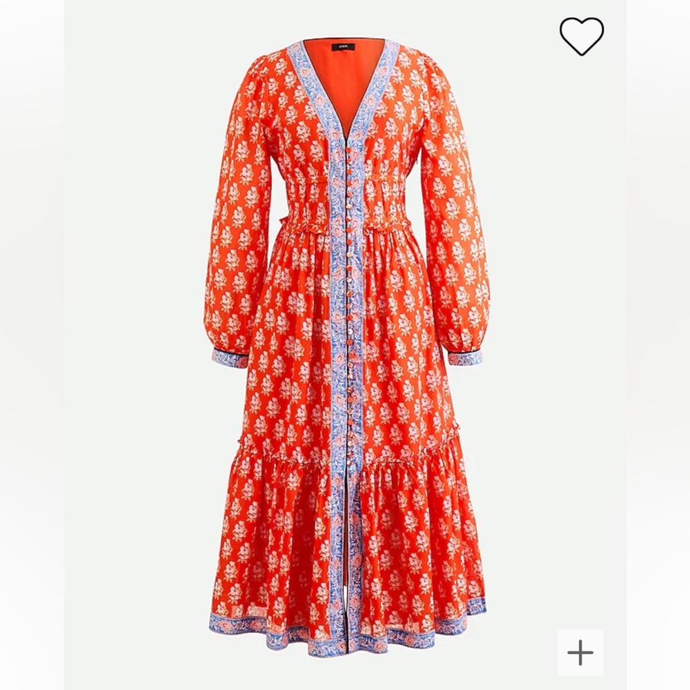 J Crew button up tiered a-line block print dress. NWT